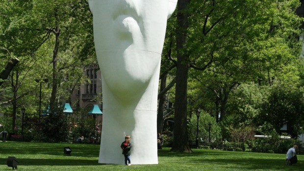 The statue was particularly popular with kids, who ran around the statue almost constantly.